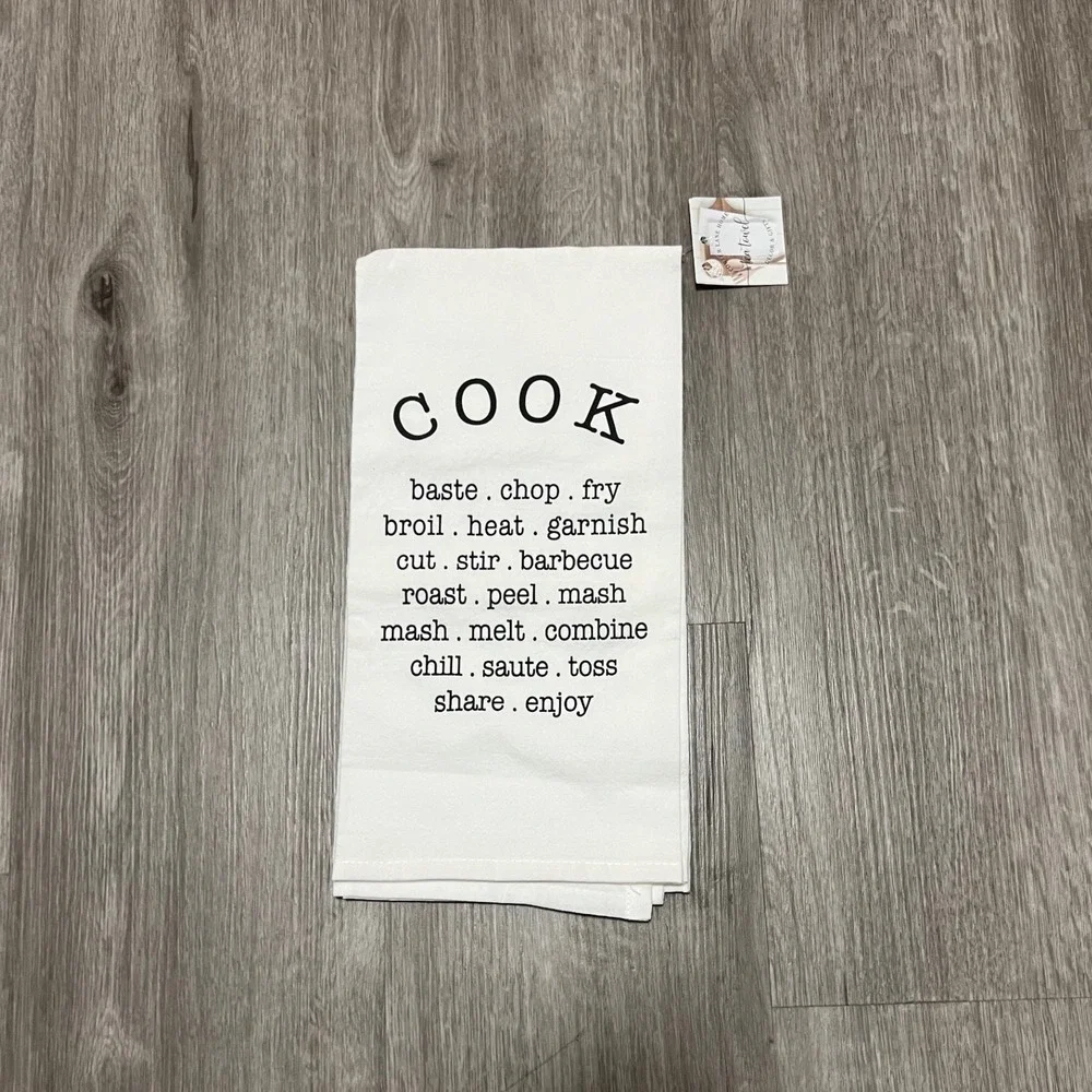 Porter‎ Lane Home Tea Towel 100 Percent Cotton Lint Free Absorbent White, Cook